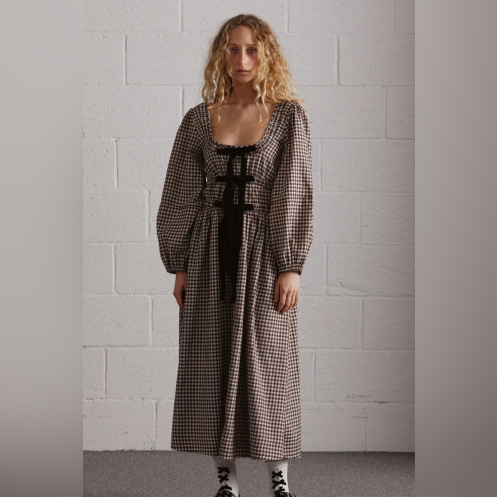 Damson madder Dakota bow midi dress